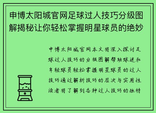 申博太阳城官网足球过人技巧分级图解揭秘让你轻松掌握明星球员的绝妙过人技巧 - 副本